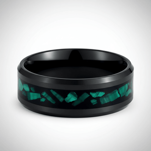 MALACHIP — Center-through axial view — men's tungsten wedding ring.