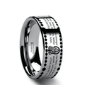 MARIAN Silver tungsten Christian wedding ring — angle 1