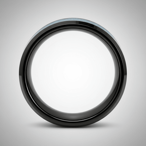 MARIEMONT — Center-through axial view — men's tungsten wedding ring.