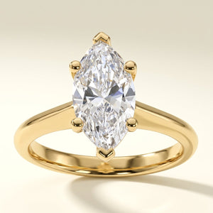 Marquise lab-grown diamond solitaire engagement ring, Yellow Gold, studio hero