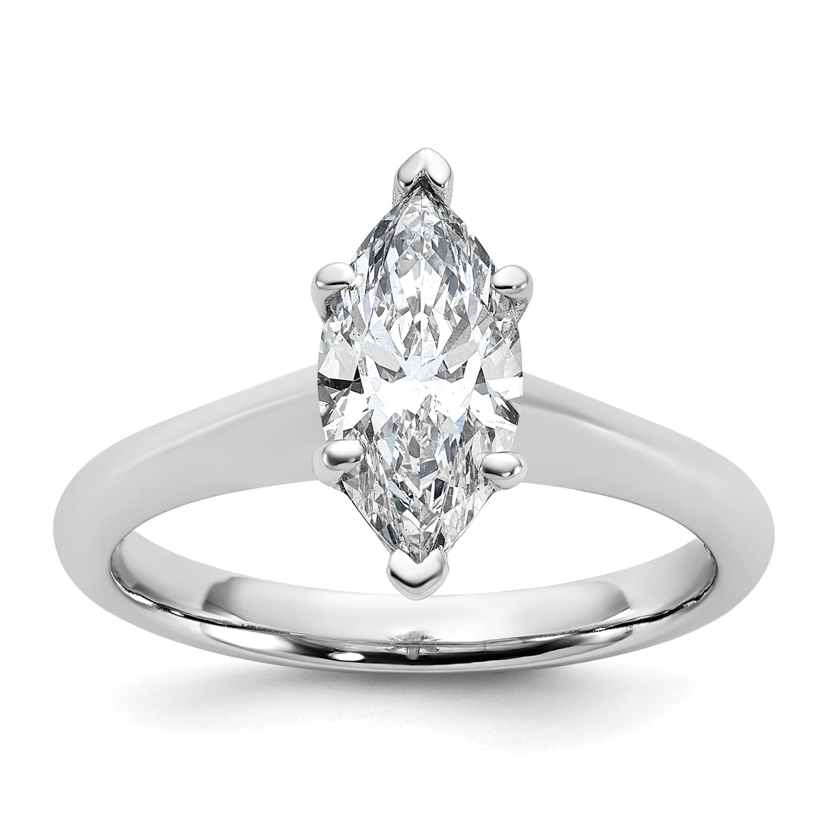 14k White Gold 1 1/2 carat Certified Lab Grown Diamond VS+ F+ Marquise 8X Complete Solitaire Ring - authentic supplier studio photograph