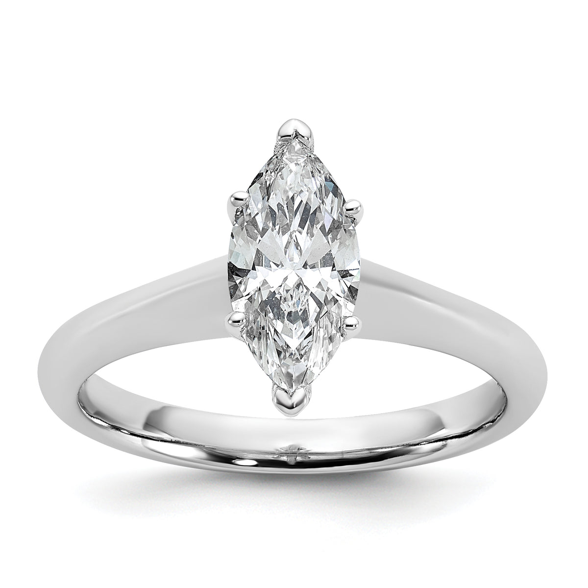 14k White Gold 1 carat Certified Lab Grown Diamond VS+ F+ Marquise 8X Complete Solitaire Ring - authentic supplier studio photograph