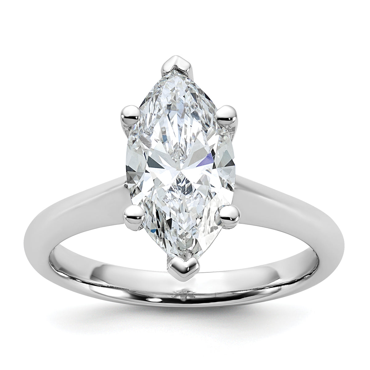 14k White Gold 2 carat Certified Lab Grown Diamond VS+ F+ Marquise 8X Complete Solitaire Ring - authentic supplier studio photograph