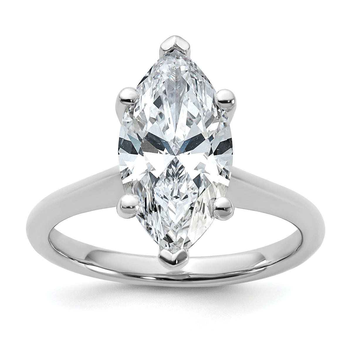 14k White Gold 3 carat Certified Lab Grown Diamond VS+ F+ Marquise 8X Complete Solitaire Ring - authentic supplier studio photograph