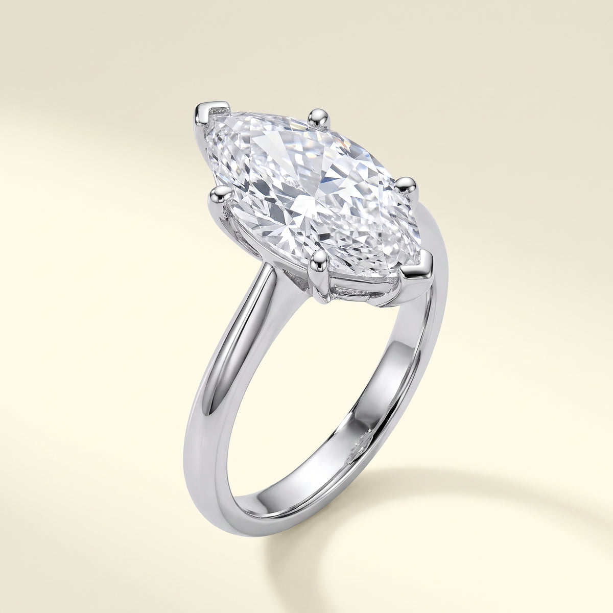 Marquise lab-grown diamond solitaire engagement ring, 925 Sterling Silver, studio hero