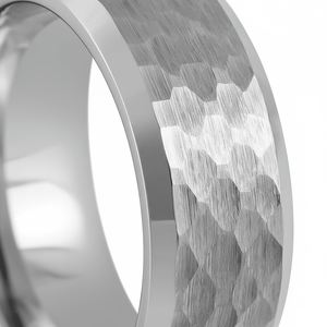 MATADOR — Extreme macro detail — men's tungsten wedding ring.