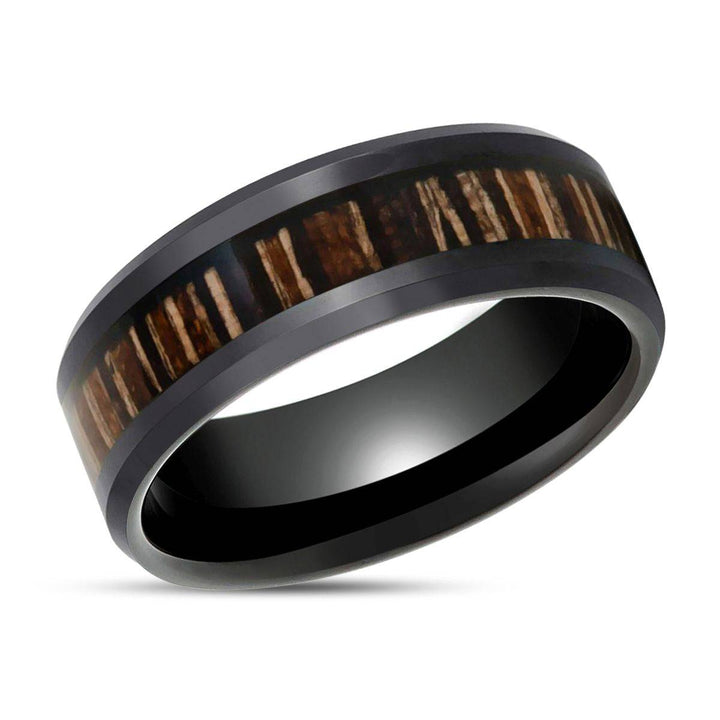 MESA | Black Tungsten Ring, Brazilian Tigerwood Inlay, Beveled - Rings - Aydins Jewelry - 2