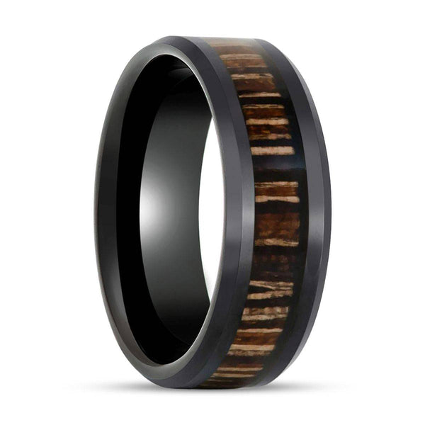 MESA | Black Tungsten Ring, Brazilian Tigerwood Inlay, Beveled - Rings - Aydins Jewelry - 1