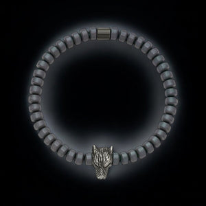 Antiqued Wolf Head Charm Bracelet for Men