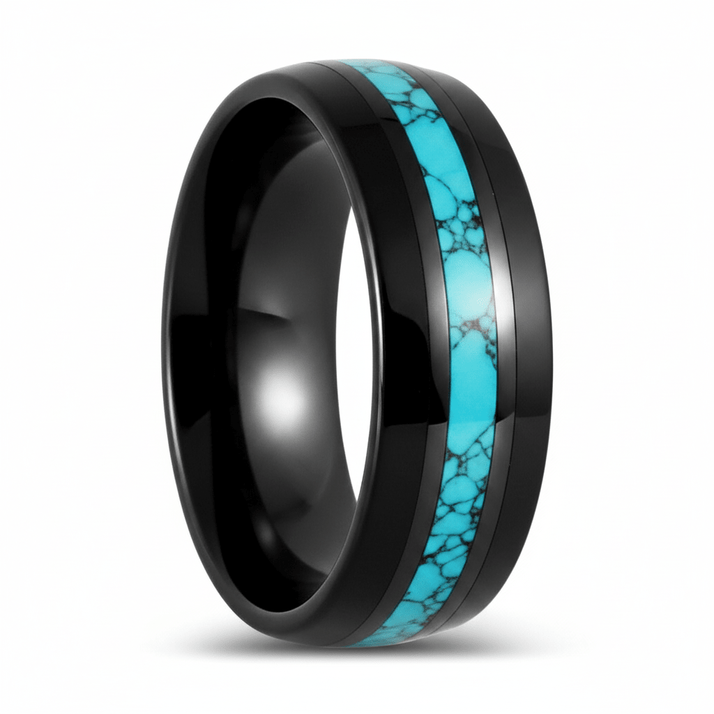 NETARTS — Hero product shot — men's tungsten wedding ring.
