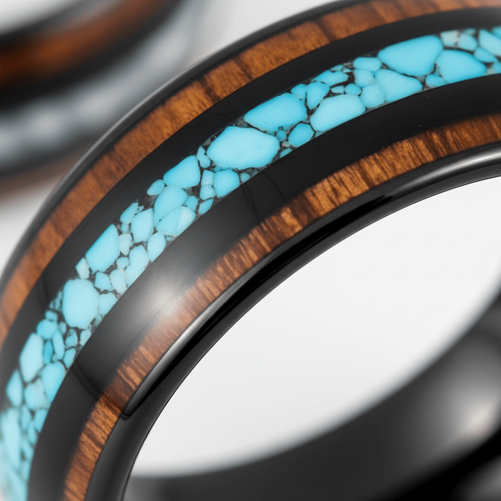 NETARTS — Extreme macro detail — men's tungsten wedding ring.