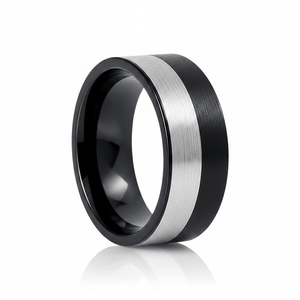 NIGHTHAWK — hero shot — men's tungsten carbide wedding ring | Aydins Jewelry