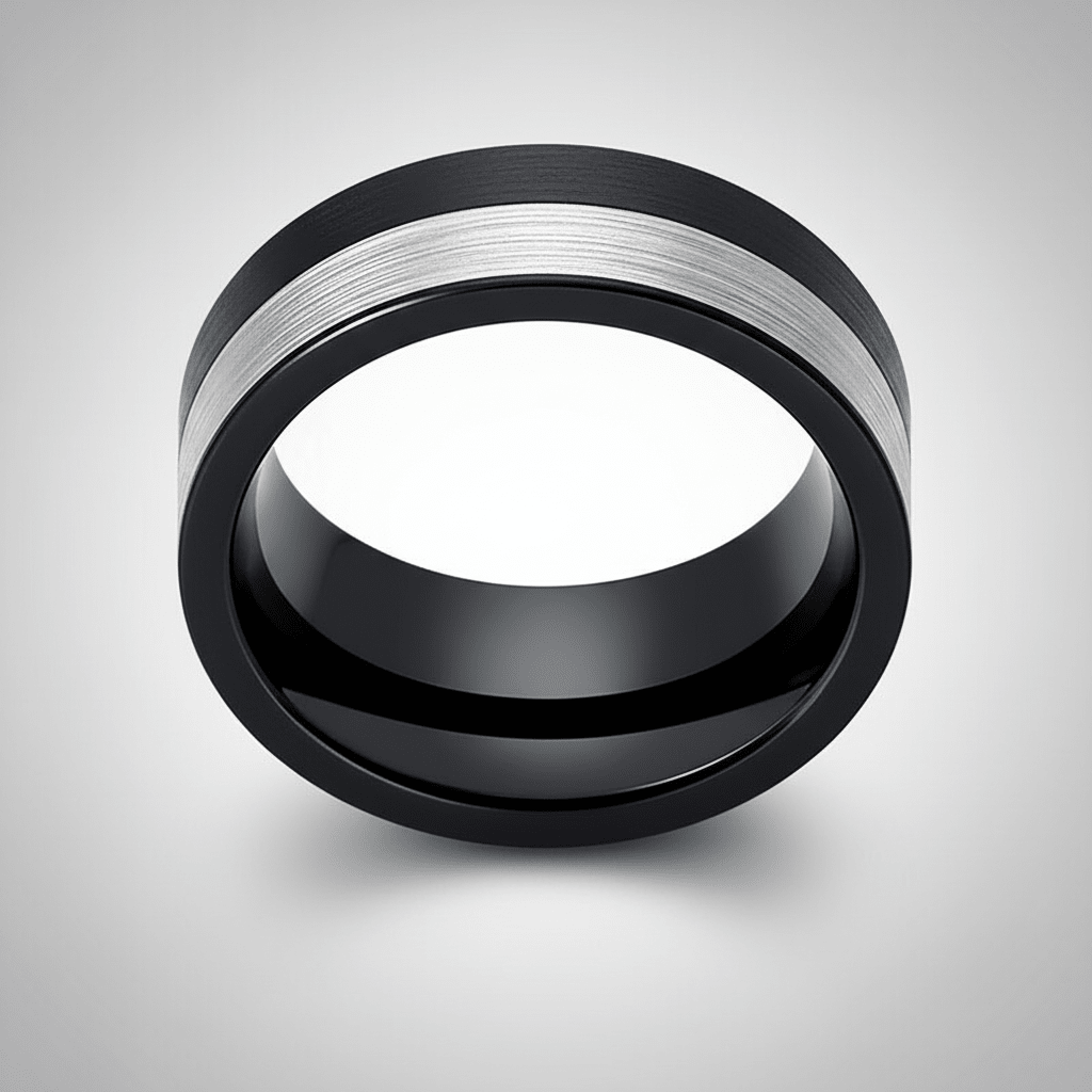 NIGHTHAWK — alternate angle — men's tungsten carbide wedding ring | Aydins Jewelry