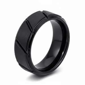 NIGHTWORK — hero shot — men's tungsten carbide wedding ring | Aydins Jewelry