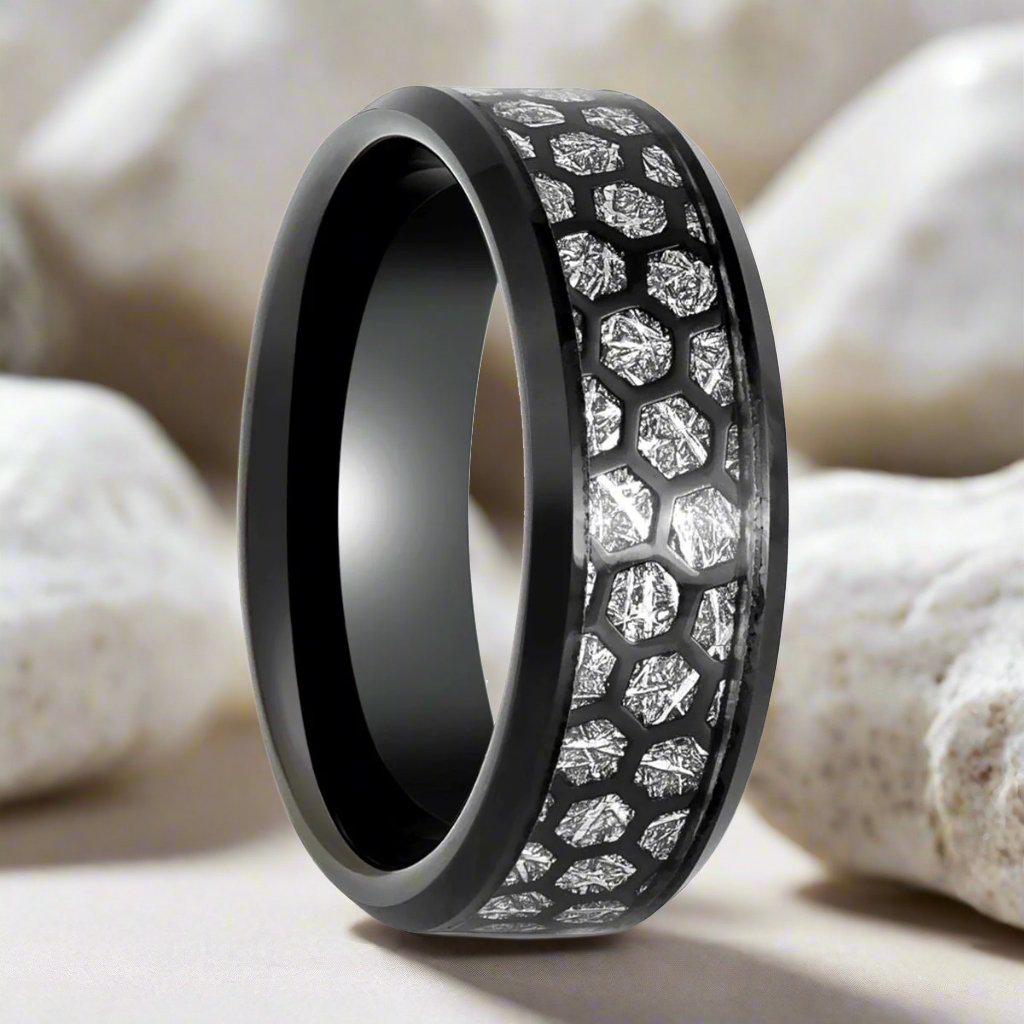 TUNGSTEN WEDDING authentic HONEYCOMB BAND RING New Design!!!