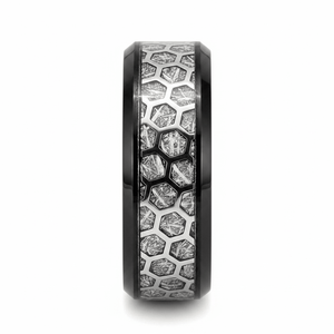 NIKNAM — Front-facing straight-on view — men's tungsten wedding ring.