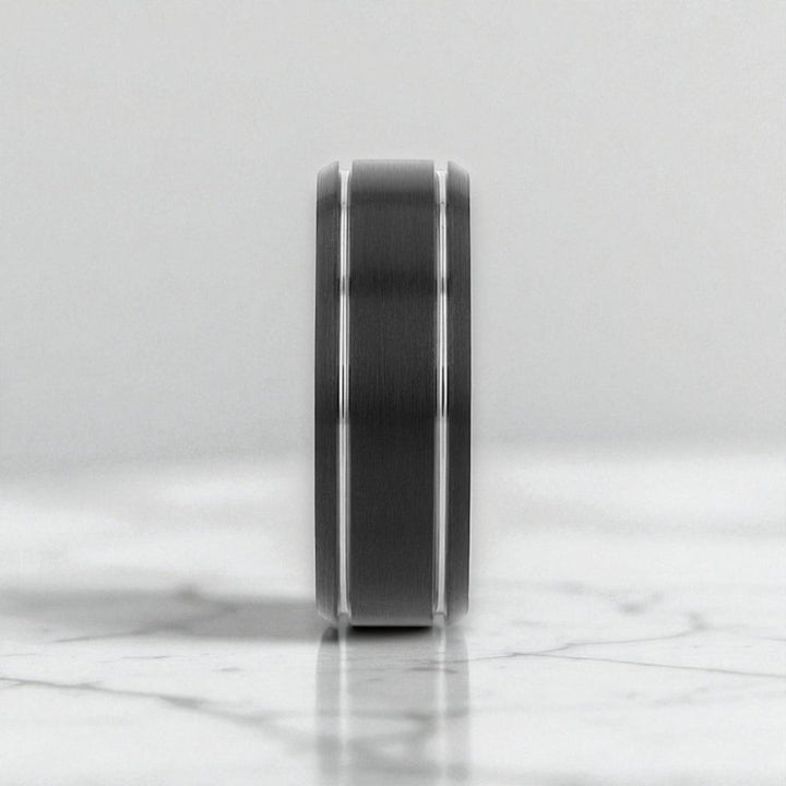 Comfort fit interior on black tungsten ring