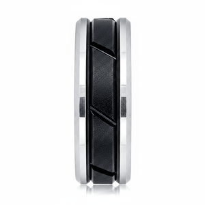 OBSIDIAN — angled view — men's tungsten carbide wedding ring | Aydins Jewelry