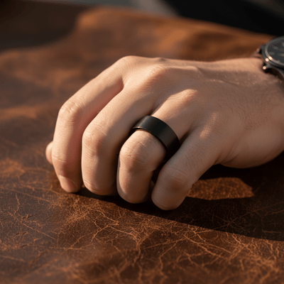 OBSIDIANIX — lifestyle on hand — men's tungsten carbide wedding ring | Aydins Jewelry