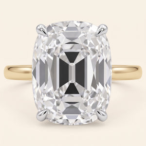 FLORENCE old mine lab-grown diamond ring in 10K two-tone gold, setting close-up, approx. 1 ct center
