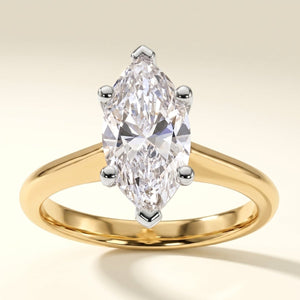 OPHELIA marquise lab-grown diamond ring in 14K two-tone gold, studio hero, approx. 1 ct center