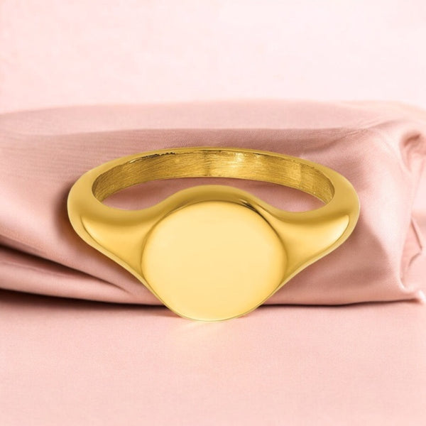 ORBIT | Custom Engraved Women's Signet Ring - Gold & Silver