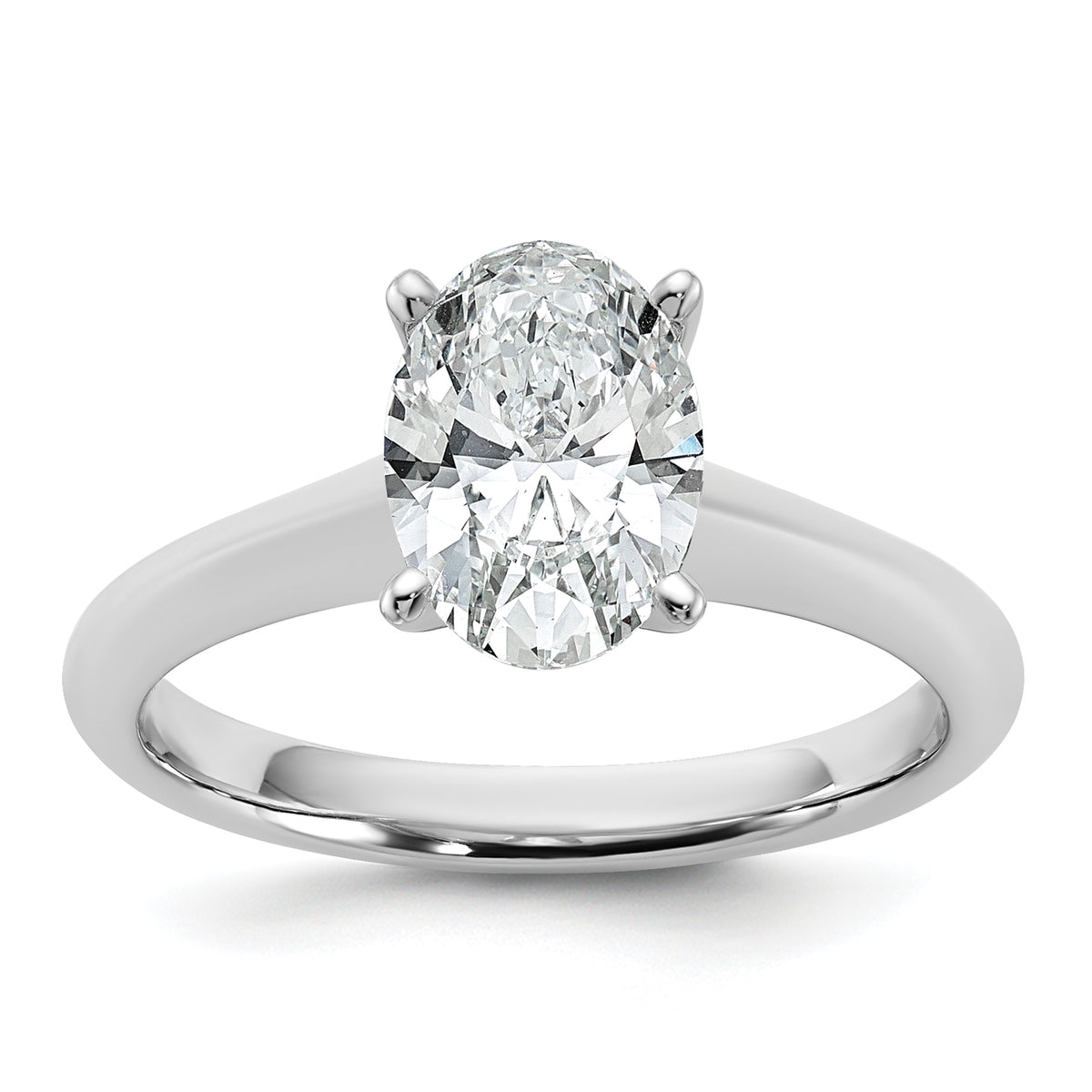 14k White Gold 1 1/2 carat Certified Lab Grown Diamond VS+ F+ Oval 8X Complete Solitaire Ring - authentic supplier studio photograph