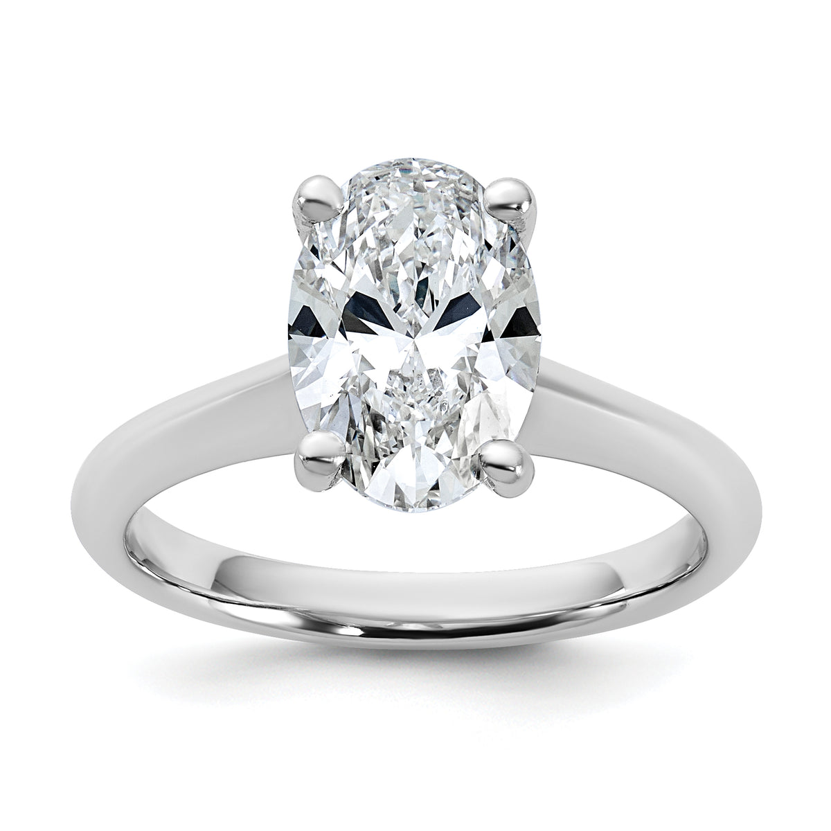 14k White Gold 2 carat Certified Lab Grown Diamond VS+ F+ Oval 8X Complete Solitaire Ring - authentic supplier studio photograph
