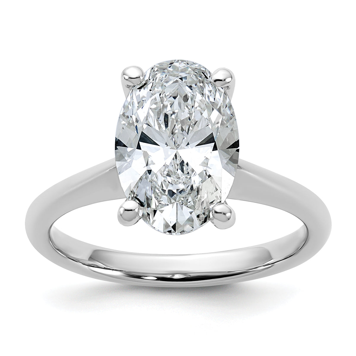 14k White Gold 3 carat Certified Lab Grown Diamond VS+ F+ Oval 8X Complete Solitaire Ring - authentic supplier studio photograph