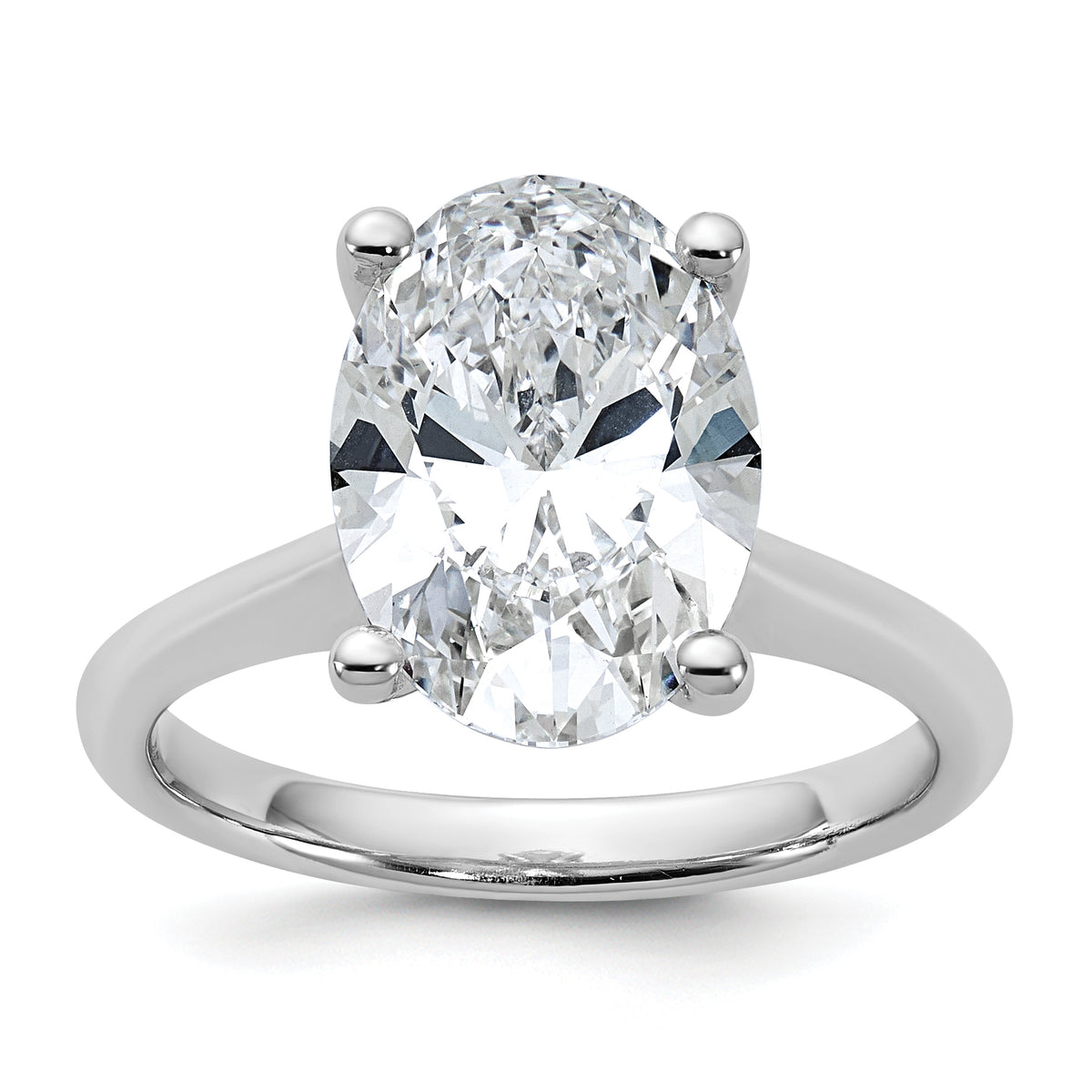 14k White Gold 4 carat Certified Lab Grown Diamond VS+ F+ Oval 8X Complete Solitaire Ring - authentic supplier studio photograph