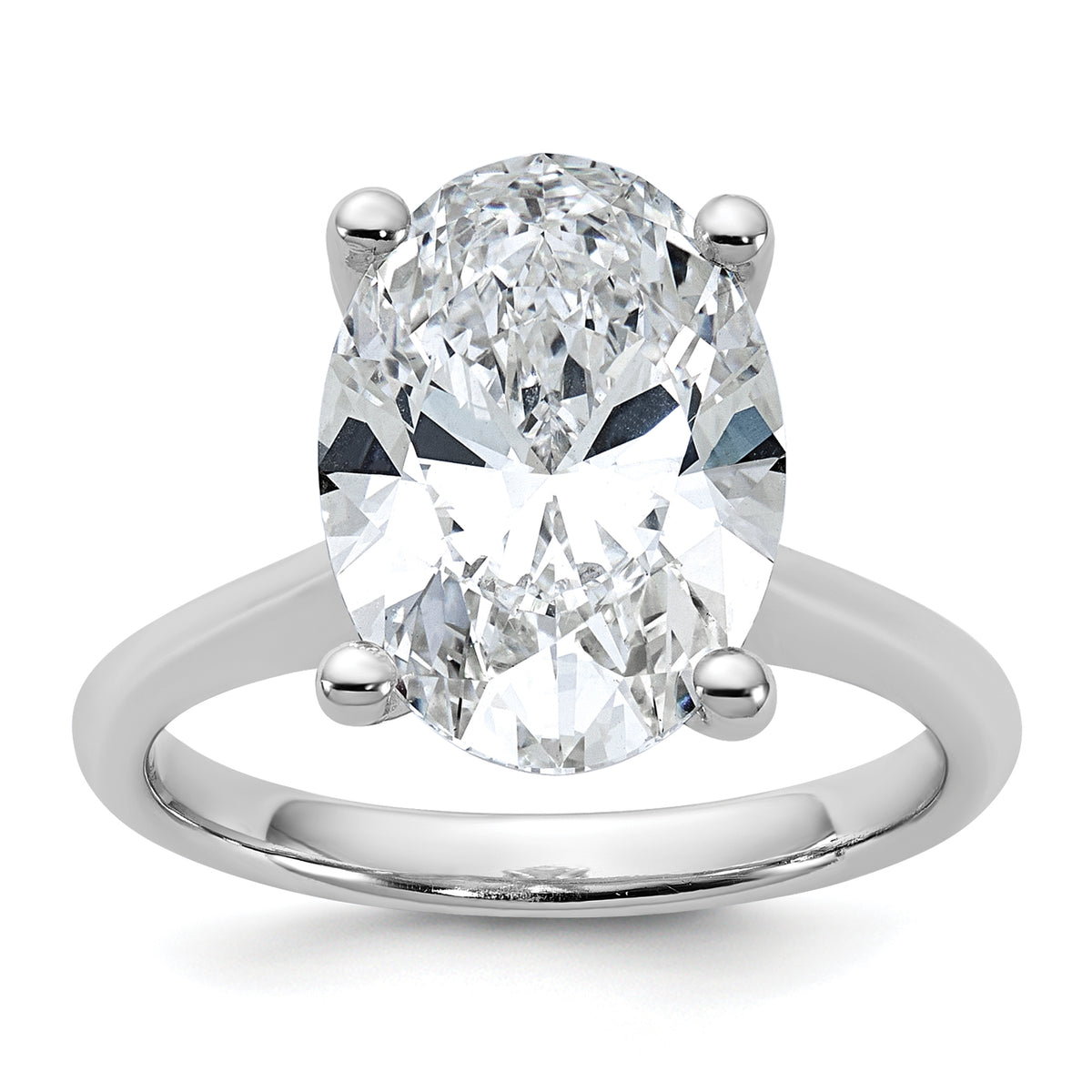 14k White Gold 5 carat Certified Lab Grown Diamond VS+ F+ Oval 8X Complete Solitaire Ring - authentic supplier studio photograph