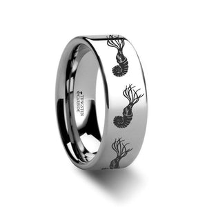 PALEO Silver Ammonite Tungsten Ring view 1