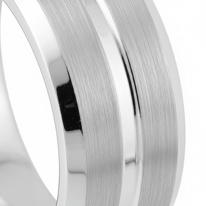 PATAGONIA — close-up detail — men's tungsten carbide wedding ring | Aydins Jewelry