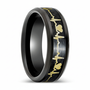 PEAPACK — Hero product shot — men's tungsten wedding ring.