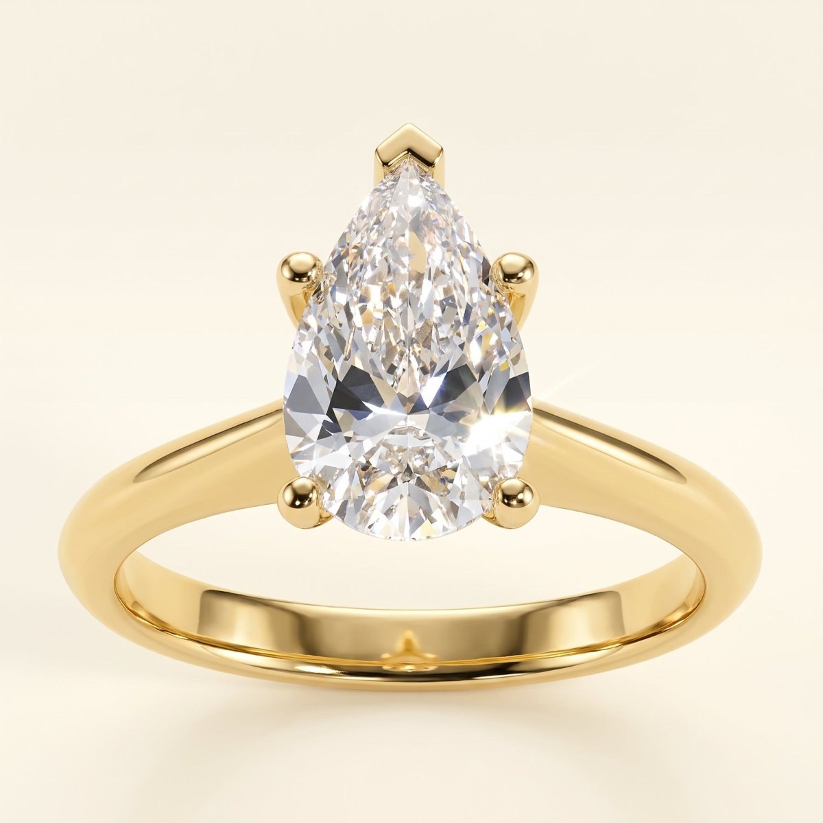 Pear lab-grown diamond solitaire engagement ring, Yellow Gold, studio hero