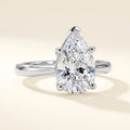 Pear lab-grown diamond solitaire engagement ring, White Gold, studio hero