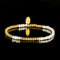 Women's White Freshwater Pearl and Yellow IP-Plated Beaded Bracelet