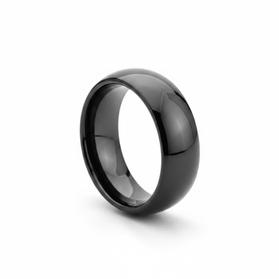 PEPPER — Hero product shot — men's tungsten wedding ring.
