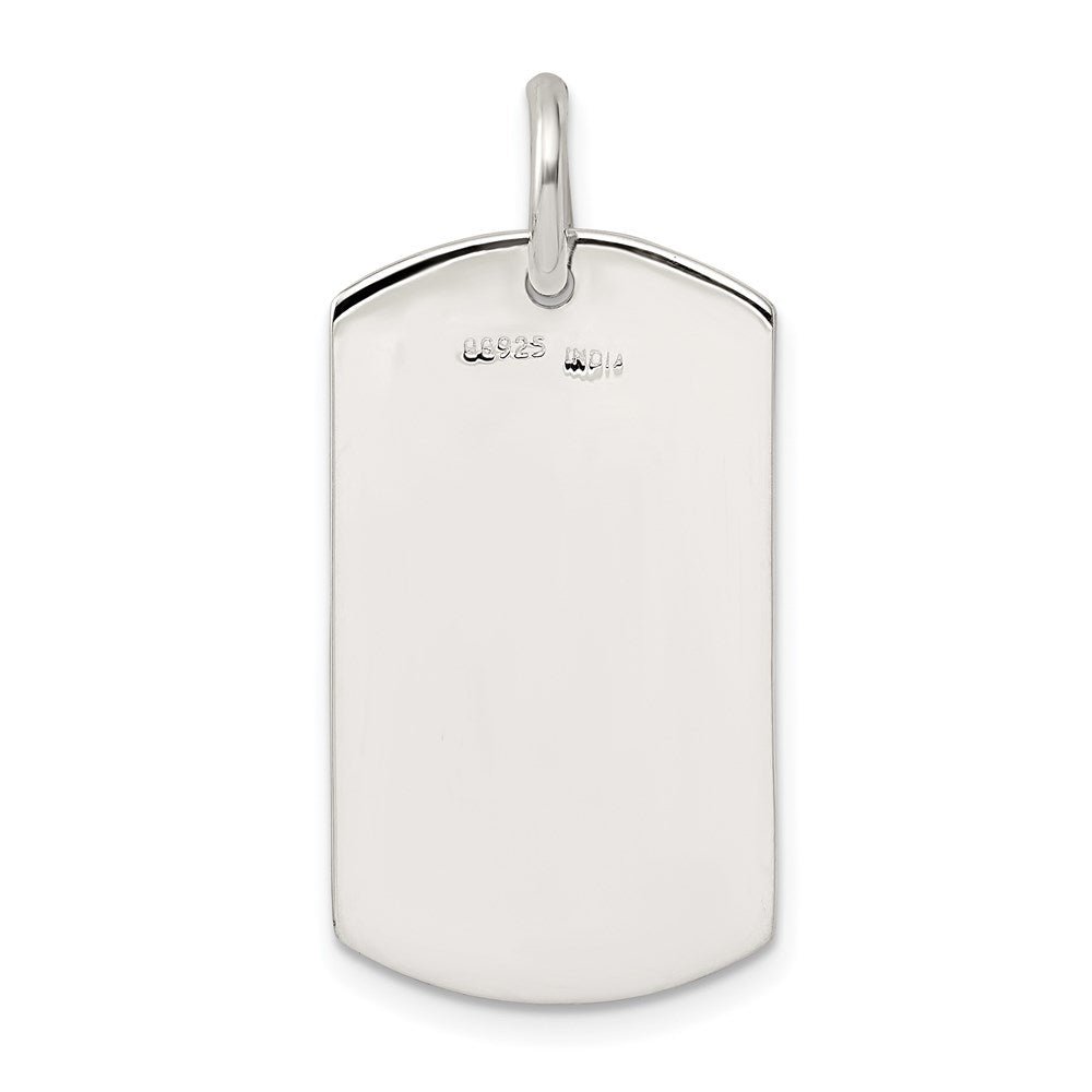 Custom Engraved Silver Dog Tag Pendant with Polished Finish