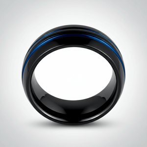 PETROS — Center-through axial view — men's tungsten wedding ring.