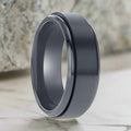 PHANTOM | Black Titanium Fidget Spinner Wedding Ring — 8mm
