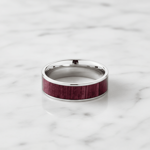 Purpleheart Wood inlay 14k yellow gold wedding band 8mm, additional view 10