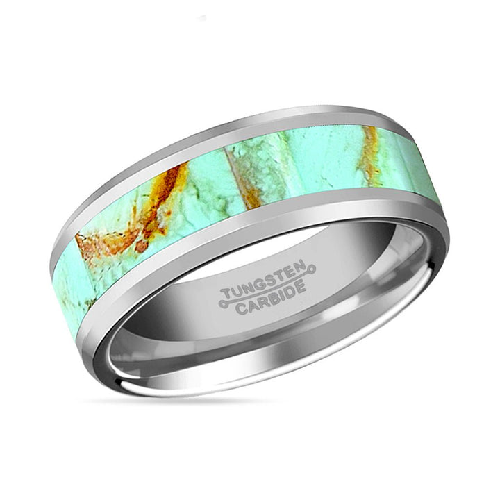PIERRE | Tungsten Ring Light Blue Turquoise Stone Inlay - Rings - Aydins Jewelry - 2