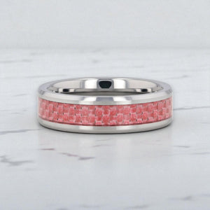 PINK Tungsten Carbide men's wedding band, image 5