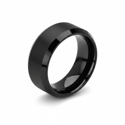 PORTENT — hero shot — men's tungsten carbide wedding ring | Aydins Jewelry
