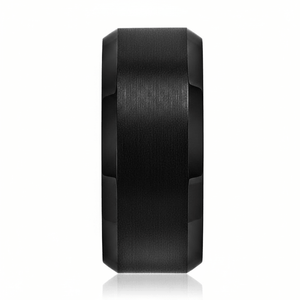 PORTENT — angled view — men's tungsten carbide wedding ring | Aydins Jewelry