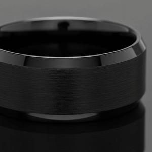 PORTENT — close-up detail — men's tungsten carbide wedding ring | Aydins Jewelry