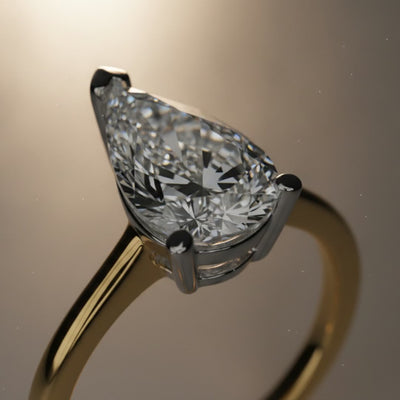 3 Carat Pear Lab Grown Diamond Engagement Ring | 10K Two-Tone Gold — cinematic product Reel