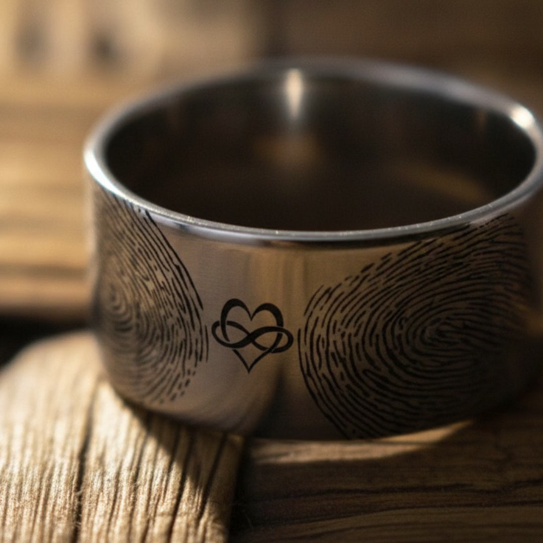Fingerprint Ring | Mens Wedding Band, Couple Wedding Ring, Memorial Ring — cinematic product Reel