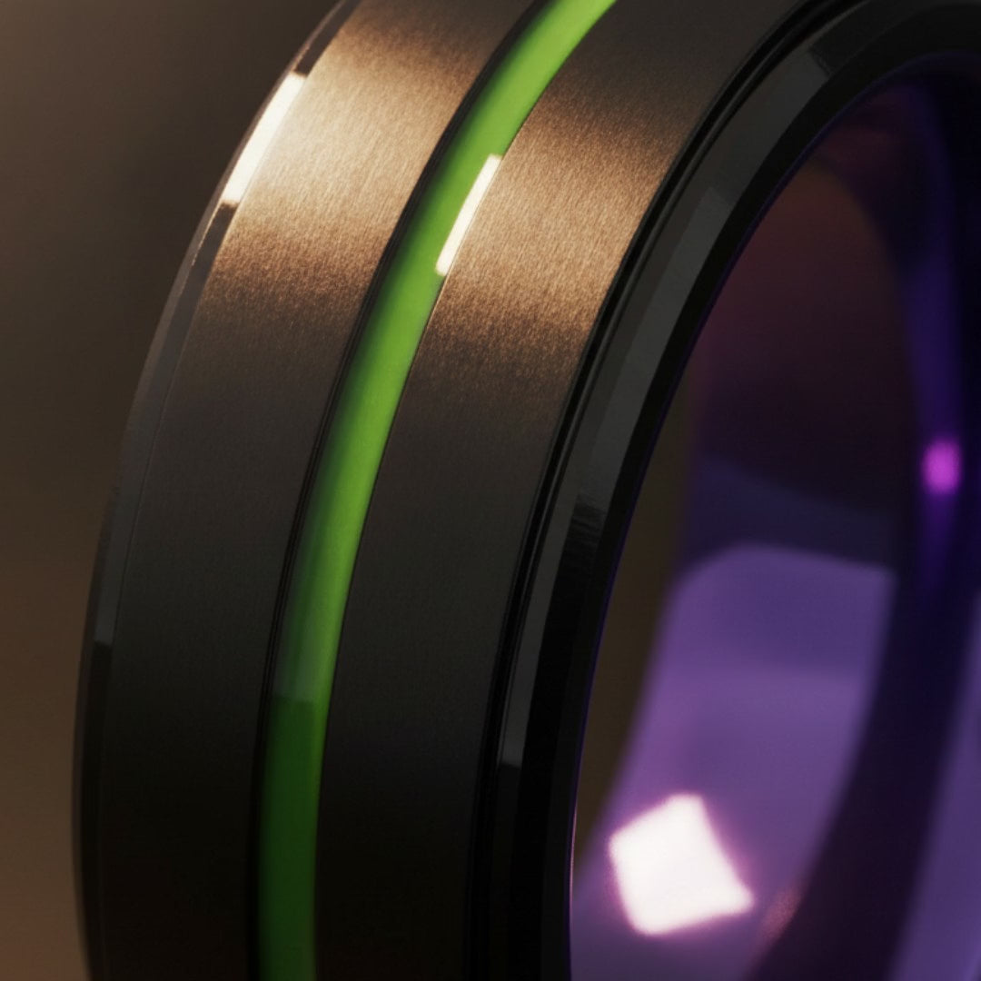 BRIDGEPORT | Purple Ring, Black Tungsten Ring, Green Groove, Stepped Edge — cinematic product Reel